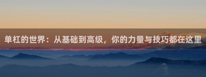 凯捷体育集团简介：单杠的世界：从基础到高级，你的力量